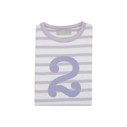Age 2 Parma Violet and White Breton Striped Number T Shirt