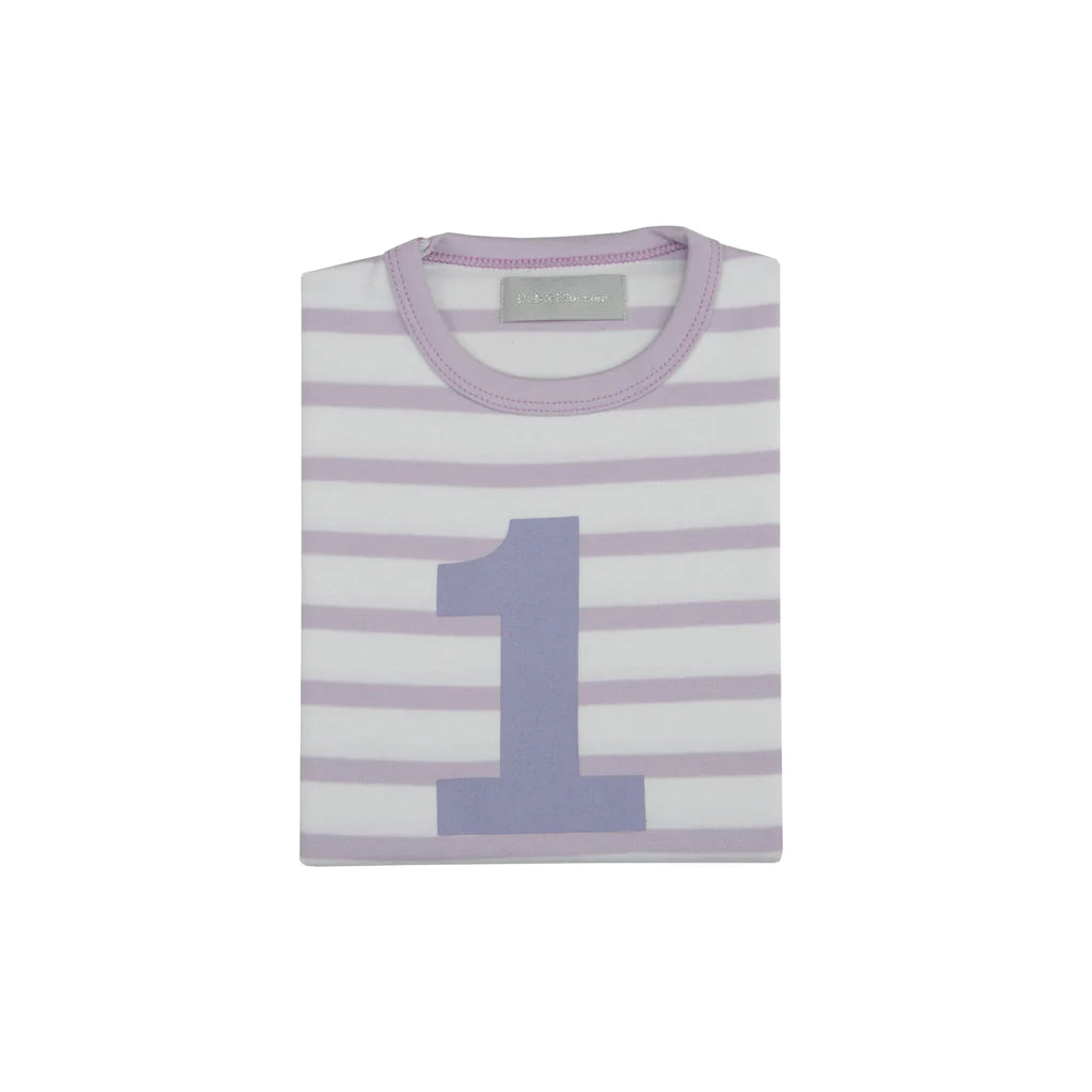 Age 1 Parma Violet and White Breton Striped Number T Shirt