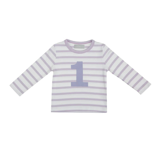 Age 1 Parma Violet and White Breton Striped Number T Shirt