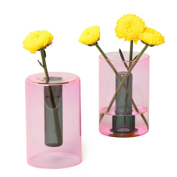 Reversible Glass Vase - Small - Pink / Green