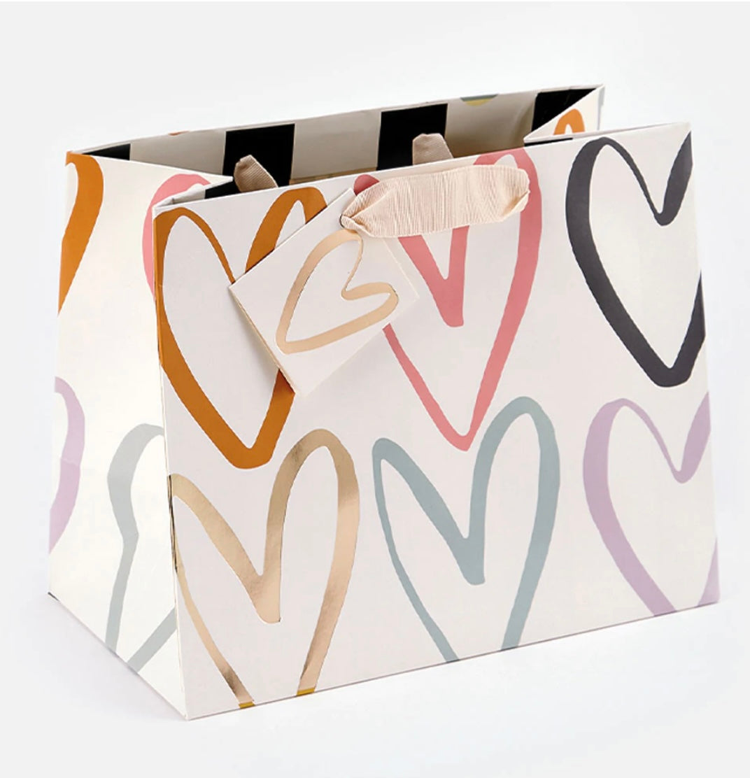 Multi Outline Hearts Gift Bag - Landscape