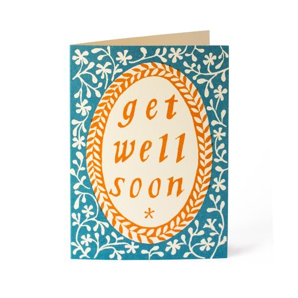 Card - Get Well Soon (turquoise and transparent orange)