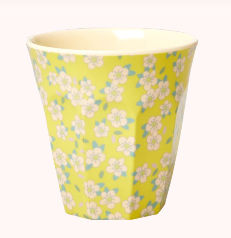 Medium Melamine Cup - Yellow Floral