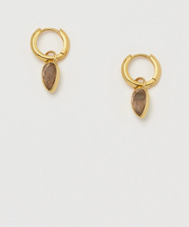 Labradorite Gemstone Drop Earrings - Gold Plated