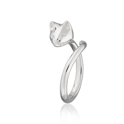 Lily Charmed cat Ring - Silver