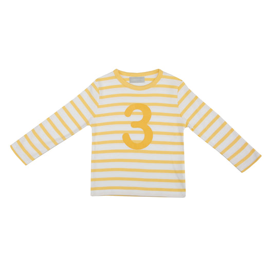 Age 3 Buttercup and White Breton Striped Grey T-Shirt