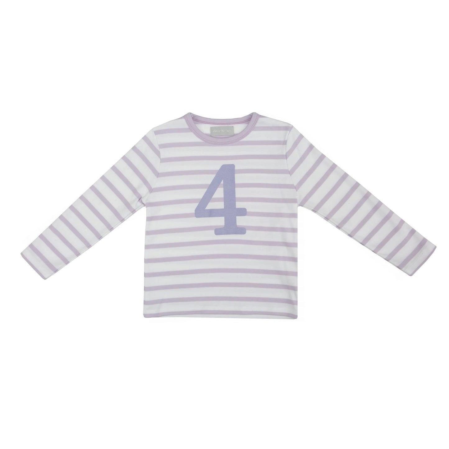 Age 4 Parma Violet and White Breton Striped Number T Shirt