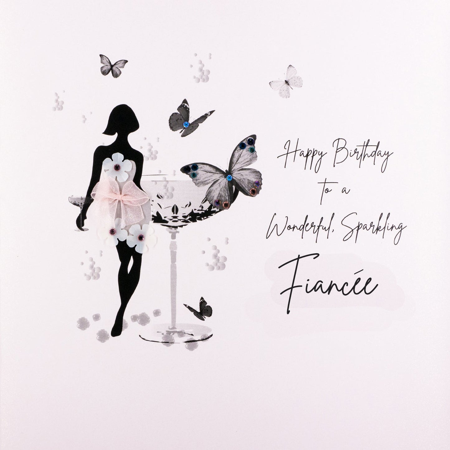 Happy Birthday Wonderful, Sparkling Fiancée - Large Card