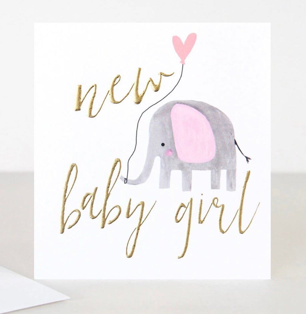 New Baby Girl Elephant Card
