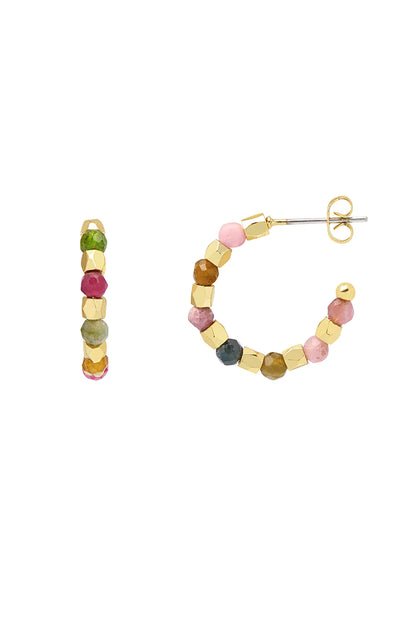 Coco and Tourmaline Hoop Earrings - Gold Plated