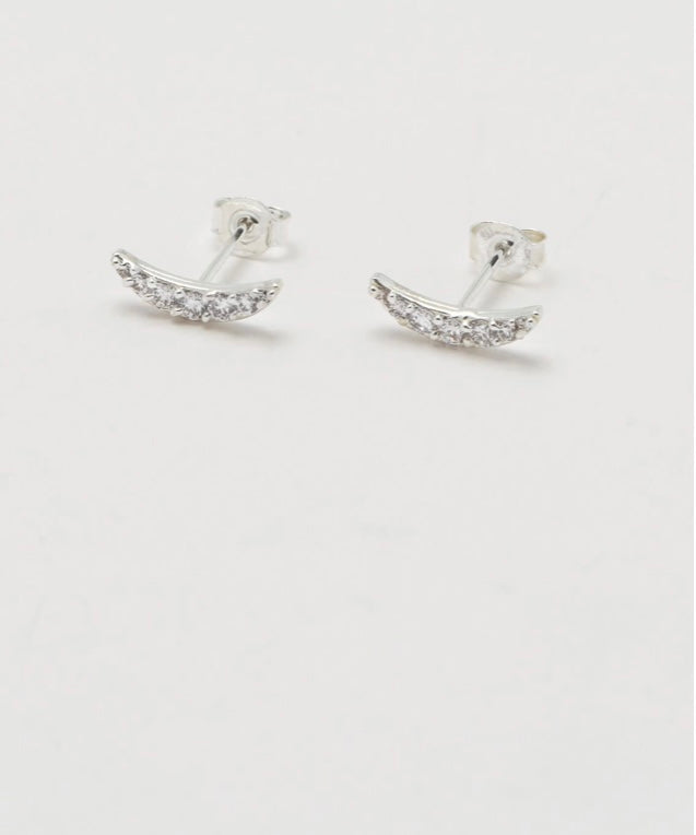 CZ Ear Climber Earrings - Silver Plated
