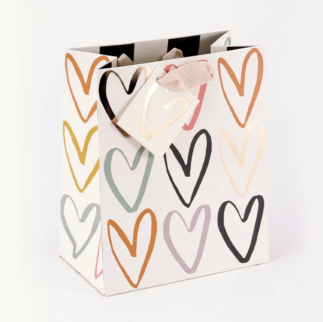 Multi Outline Hearts Gift Bag - Medium