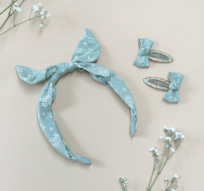 Floral Sprig Tie Headband - Sage Green