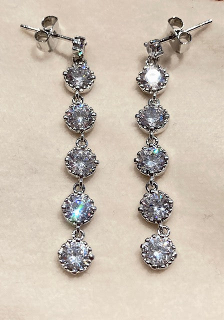 Crystal Drop Silver Earrings