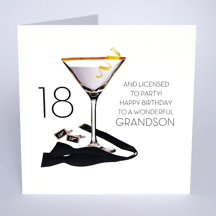 18th Birthday and Licensed to Party Grandson - Large Card