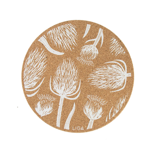 Thistles and Teasels Cork Coaster