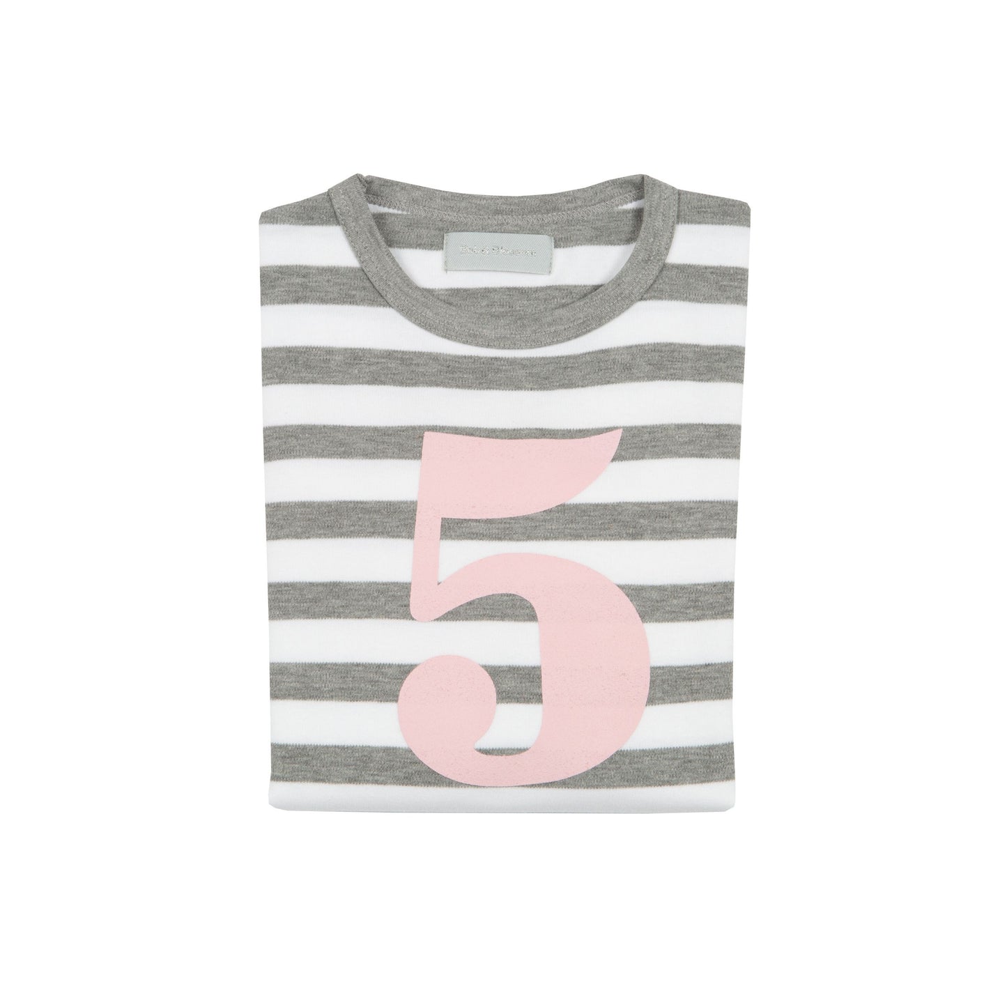 Age 5 Grey Marl and White Breton Striped Pink T-Shirt