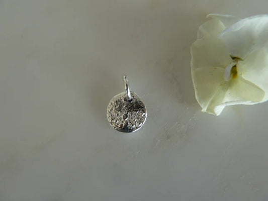 Sterling Silver hammered Disc Pendant small