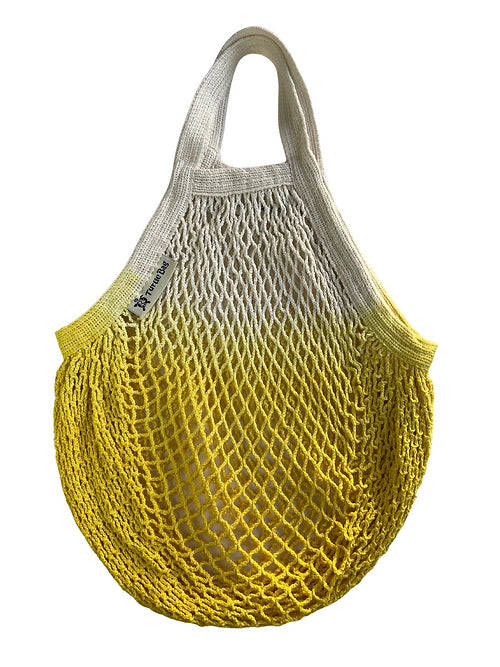 Organic Short Handled String Bag -  Dip Dye Yellow