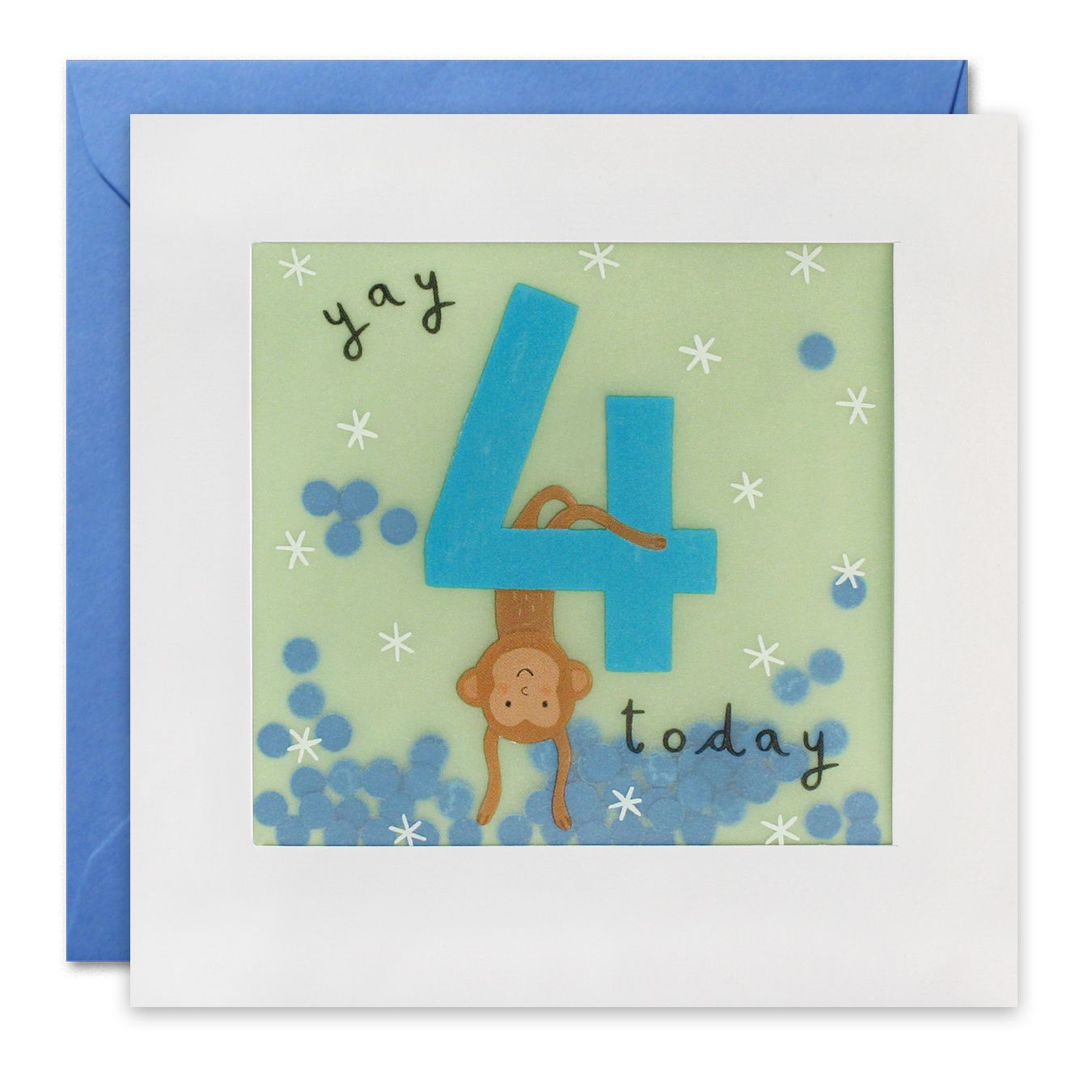 4 - Age 4 Monkey Paper Shakies Card