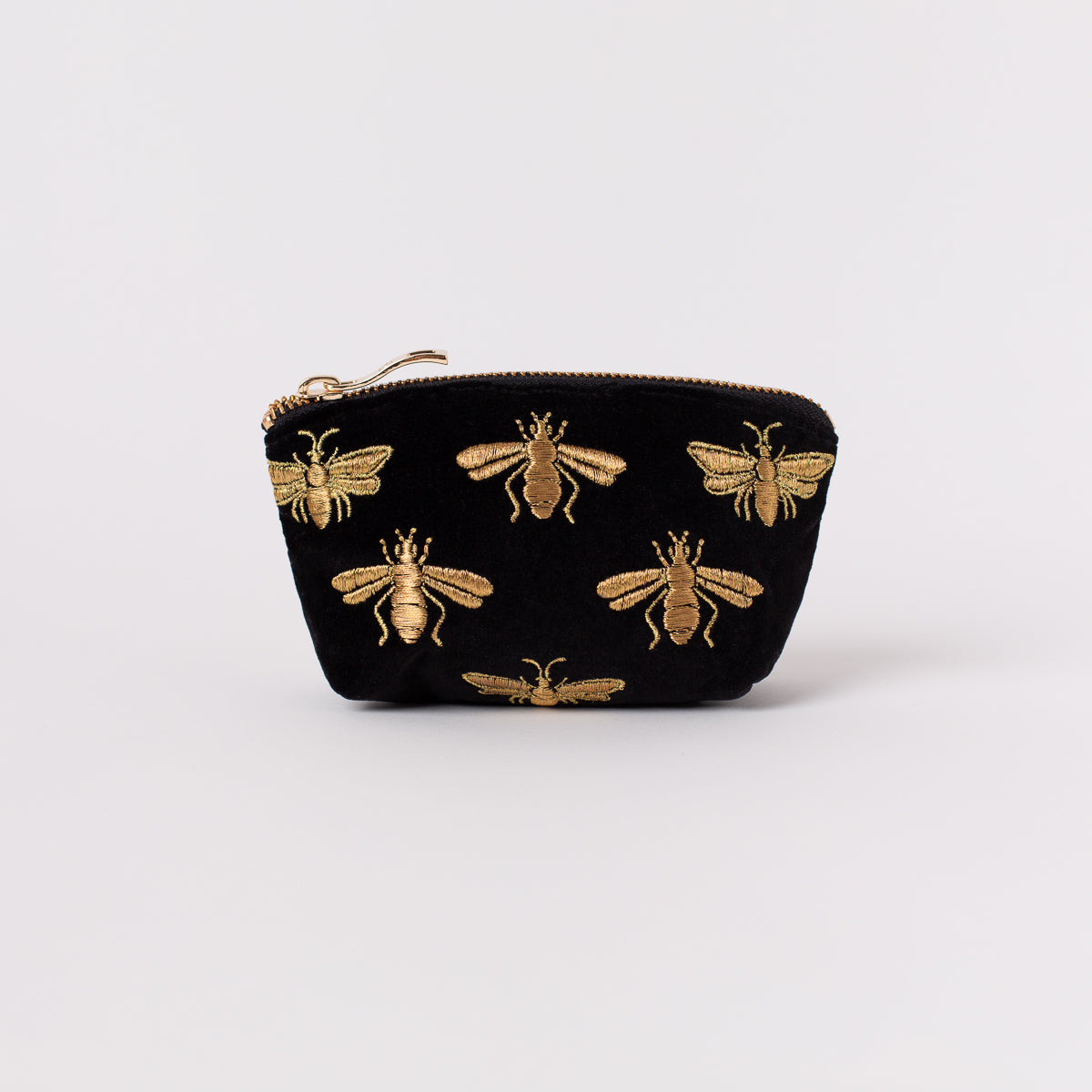 Honey Bee Velvet Coin Purse - Charcoal