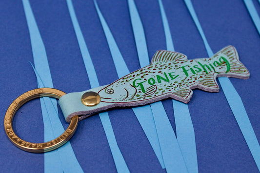 Gone Fishing Key Fob - Pale Blue