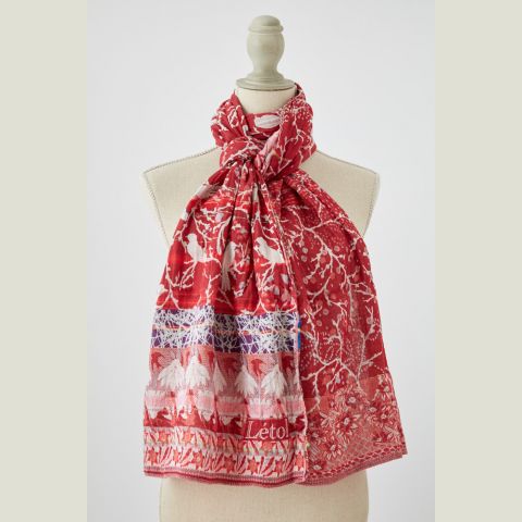 Letol French Jacquard Scarf  - Eliette Rouge Chantilly