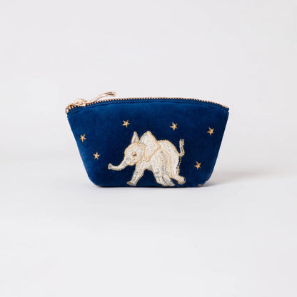 Baby Elephant Conservation Coin Purse - Navy Velvet