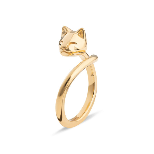 Lily Charmed cat Ring - Gold